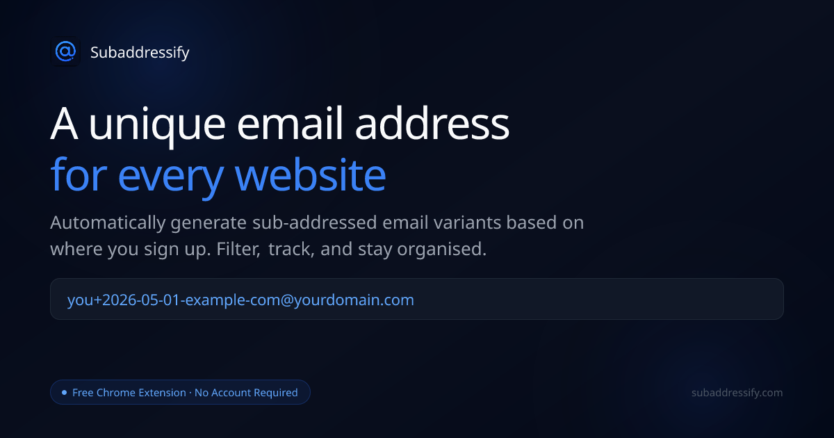 Subaddressify — Email Sub-addressing Chrome Extension